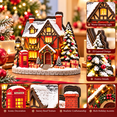 thumbnail image 5 of Christmas Village Decor, Wooden Alpine Village House Tabletop House with Soft Light for Mantel Shelf Desk and Table, 4.72 x 4.33 x 0.79 in, 5 of 6