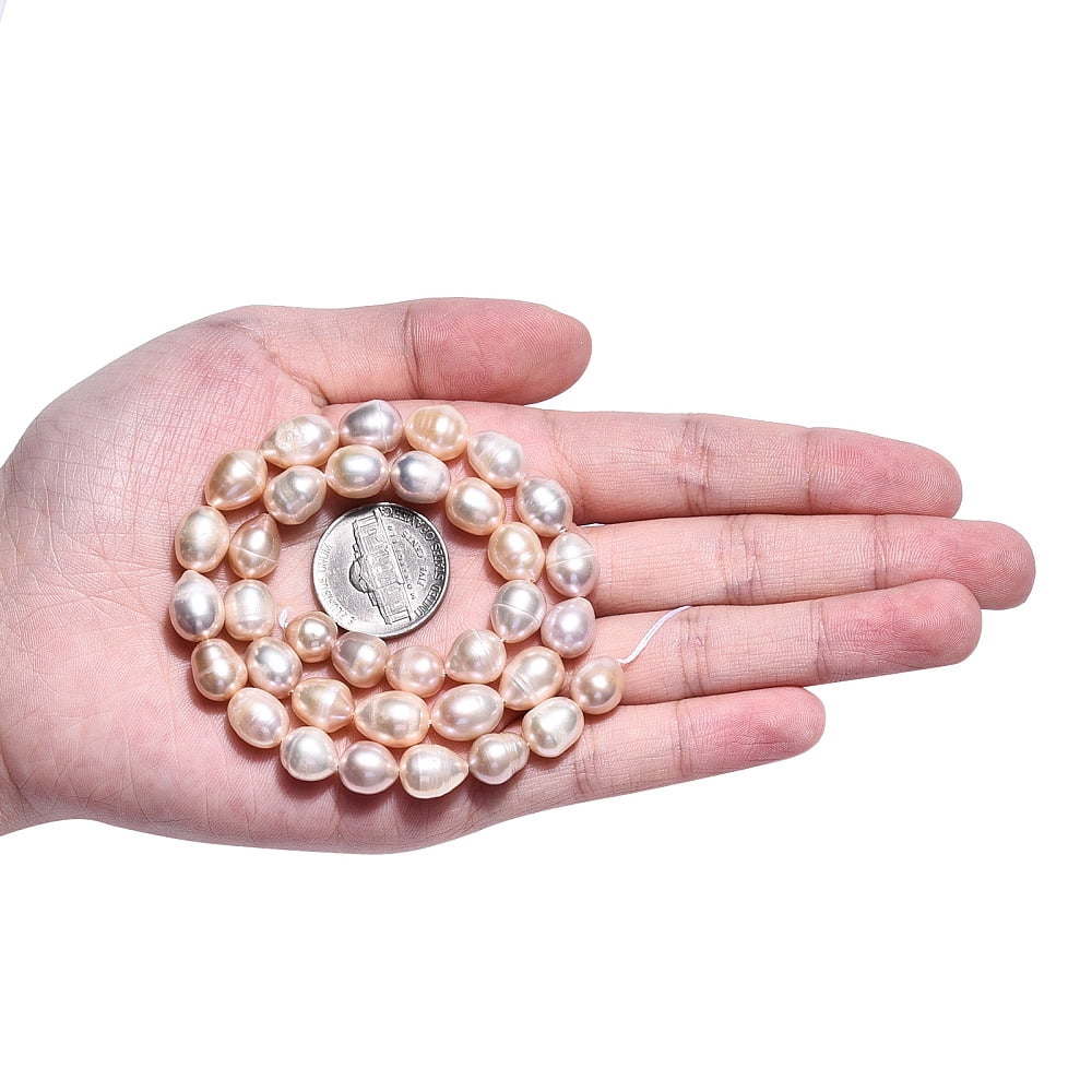 Natural Cultured Freshwater Pearl Beads Strands Rice Wheat 9~11.5x8~8.5mm Hole: 0.7~0.8mm about 34~35pcs/strand 13.78 inch(35cm) DIY