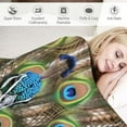 thumbnail image 3 of ARISTURING  Blue Tail Feather Colorful Gold Animal Peacock Green Flannel Blanket Home Sleeping Blanket Decor Sofa Blanket, 3 of 6