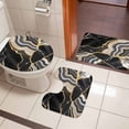 thumbnail image 4 of Black Marble Bath Mat 3 Piece Bathroom Rug Set, Grey Gold Texture Vintage Farmhouse Art Non Slip Bath Rug Contour Mat and Toilet Lid Cover, Absorbent Shower Mats Soft Bath Rugs and Mats Sets, 4 of 8