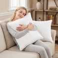 thumbnail image 5 of Oubonun 12"x20" Cotton Rectangle Throw Pillow Inserts 2 Pack with Zipper - 3D Polyester Fiber Fill, Fluffy, hypoallergenic, Machine Washable for Couch Bed, 5 of 11