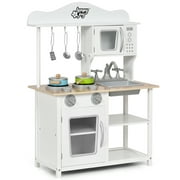 Gymax Wooden Pretend Play Kitchen Set for Kids Toddlers w/ Accessories & Sink