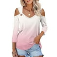 thumbnail image 2 of Harpily Shirts for Women Women's Tops V Neck 3/4 Sleeve Shirts Casual Blouses Cold Shoulder Tops Basic Tees Floral Print Tshirts, 2 of 5