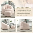 thumbnail image 6 of Bean Bag Sofa Chair with Ottoman, Comfy Upholstered Bean Bag Couch for Adults & Kids, Round Padded Lazy Floor Sofa Chair with Footstool Memory Foam for Living Room, Bedroom, Apartment, Pink, 6 of 18