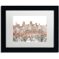 Trademark Fine Art "Anchorage Alaska Skyline Brick" Canvas Art by Marlene Watson, White Matte, Black Frame