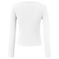 thumbnail image 4 of felwors Womens Long Sleeve Scoop Neck Ribbed Knit Fitted Casual Tops Tee Slim Basic Shirts White, M, 4 of 6
