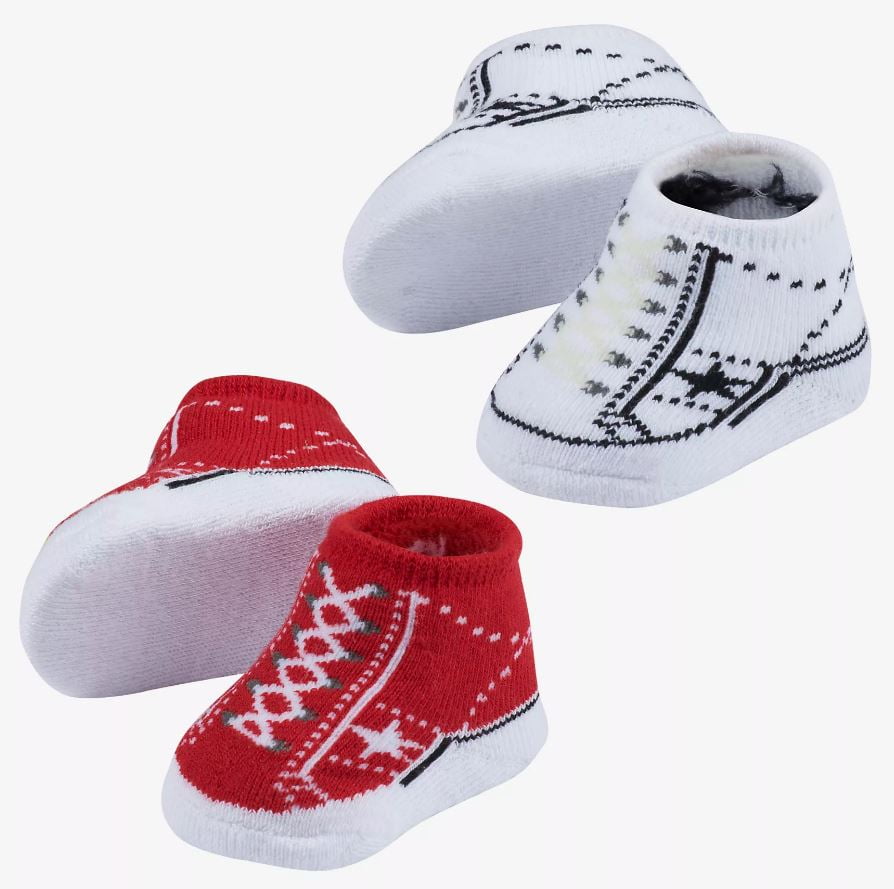 Converse Converse One Star Infant Booties Socks2 Pack (Red/White, 6