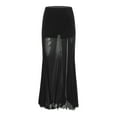 thumbnail image 3 of iiniim Women Dance Long Skirt Ankle Length Side Split Ruched Skirt with Built-in Shorts for Performance Competition A Black XL, 3 of 7