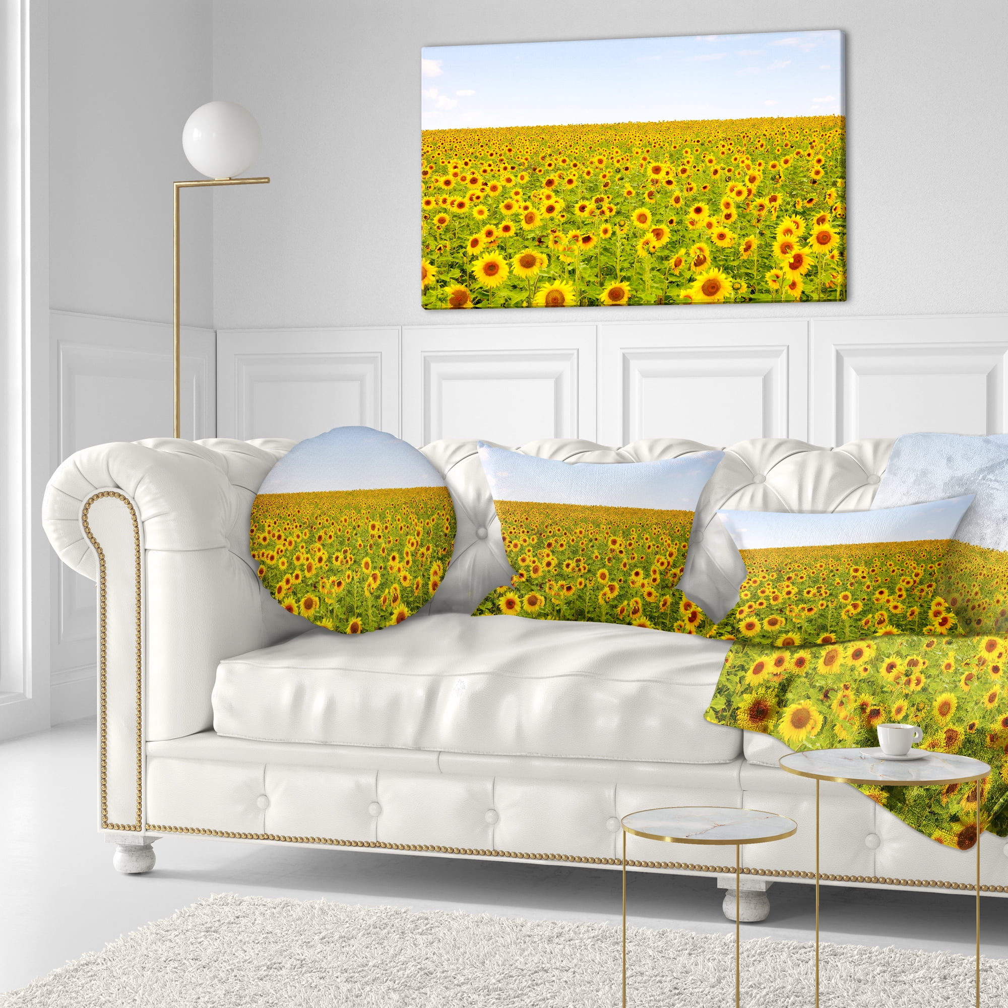 Designart Beautiful Sunflowers Garden - Floral Throw Pillow - 12x20