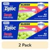 (2 pack) Ziploc® Brand Storage Slider Quart Bags, Power Shield™ Technology, Expandable Bottom, 42 Count