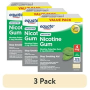 (3 pack) Equate Nicotine Uncoated Gum 4 mg, Stop Smoking Aid, Mint Flavor, 170 Count, Compare to Nicorette® Gum Active Ingredient
