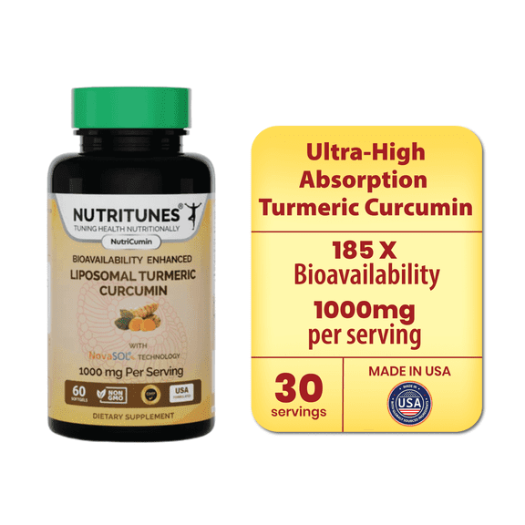 Turmeric Curcumin Supplement 1000mg for Joint Support-185x Bioavailable & High Absorption with NovaSOL Technology –  60 NutriCumin Softgels