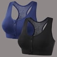 thumbnail image 2 of 2 Pack Womens Wireless Sports Bras, Front Zip Cross-Back Full Coverage Push-Up Sports Bras, Wide Shoulder Straps Bra Top | VerBelle,Dark Gray 2XL, 2 of 9