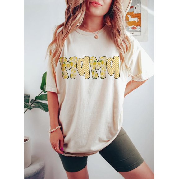 Preppy Lemon Mama Shirt, Cute Summer Floral Tee for Moms, Mother's Day Gift Idea with Trendy Boujee Style