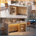 thumbnail image 5 of Hawsaiy 5 Piece Dining Table Set for 4, 63" Faux Marble Dining Table with LED Lights & Storage Cabinet, Kitchen Table and 4 PU Leather Upholstered Dining Chairs, White, 5 of 10