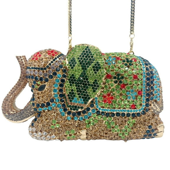 Baguery Luxury Elephant Rhinestone Clutch Purse for Women, Crystal Wedding Party Mini Evening Bag