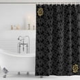 thumbnail image 3 of Black Golden Floral Shower Curtain, Waterproof Shower Curtains for Bathroom, Modern Abstract Art Spring Flowers Washable Fabric Bathtub Curtain Set Bath Decor with 12 Hooks Extra Long 72"x96", 3 of 8