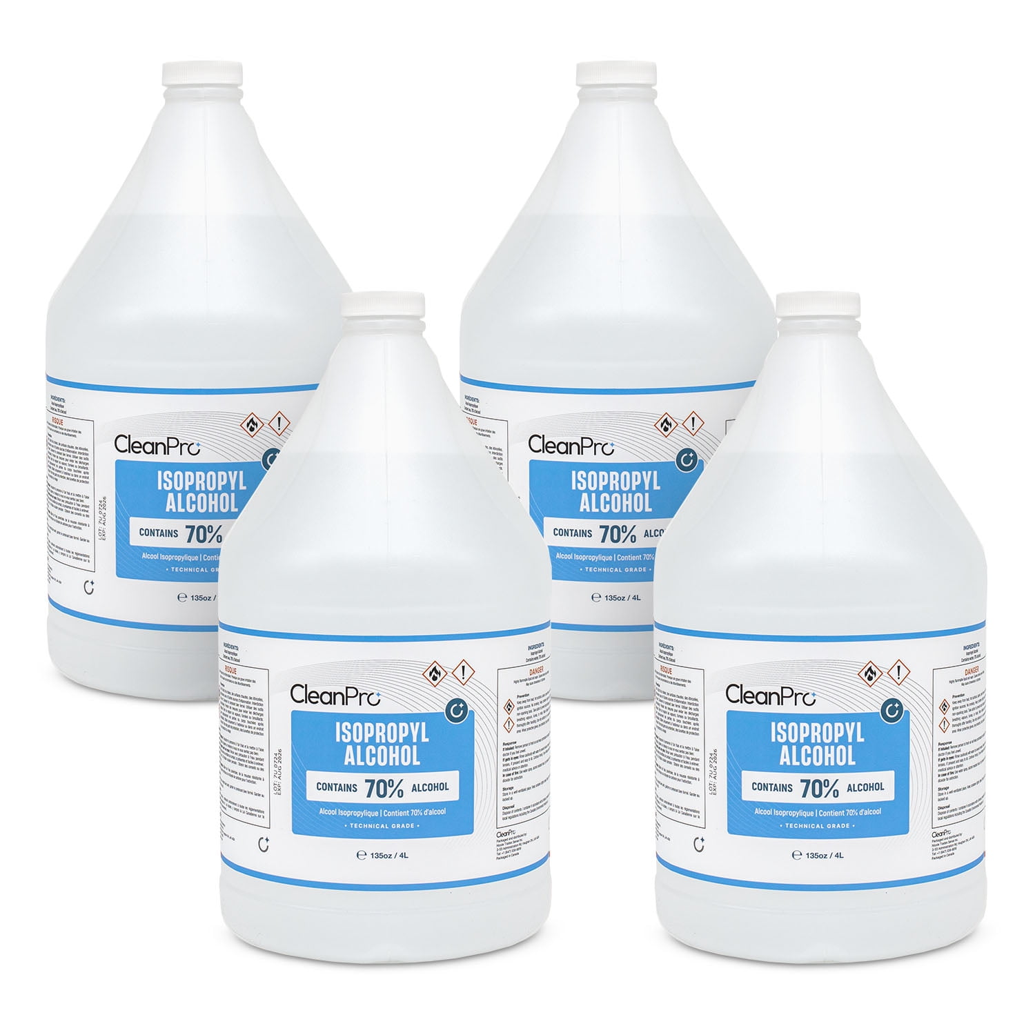 Clean Alcohol CleanPro Isopropyl Alcohol 70% Tech Grade, Made in Canada, 4 Gallon ...