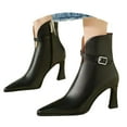 thumbnail image 3 of Women's Ankle Boots Stylish Pointed Toe Leather Ankle Boots With Zipper Detail And Stiletto High Heel For A Retro Comfortable Vibe, 3 of 9