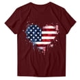 thumbnail image 3 of lcziwo Womens Memorial Shirts Summer Round Neck Short Sleeve Shirts Independence Day Graphic Patriotic Family T Shirt Wine XL, 3 of 5