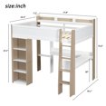 thumbnail image 4 of Euroco Wood Full Size Loft Bed with Storage Headboard, Bookcase. Desk and Clothes Hanger, White&Natural, 4 of 12
