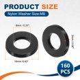 thumbnail image 2 of Uxcell 160pcs M8 Arandelas Planas de Nailon (8mm ID 16mm OD 2mm de grosor) - Espaciador de Junta de Sellado de Anillo de Plástico, para Atornillar Válvulas de Manguera de Grifo, Negro, 2 of 7