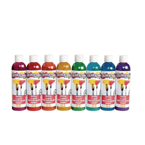 Colorations Glitter Liquid Watercolor - Set of All 8, 8 oz each