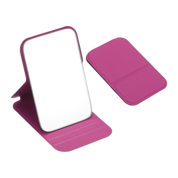 Uxcell Small Rectangle Pocket Mirror for Purse,  4.33 x 2.76 Inch Compact Makeup Mirror with Leather Case, Travel Mirror Handheld Mirror for Women, Girls, Purse, Gift(Rose Red)