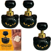 New Cute Cat Paw Foam Soap Dispenser, Cat Paw Print Soaps, Paw Soaps Dispensers Foam, Black Refillable Empty Foam Liquid Container for Bathroom Kitchen 480ml Capacity