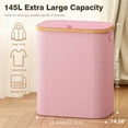 thumbnail image 4 of Bathola 160L Pink Laundry Hamper with Lid, Extra Large 3-Section Divided Clothes Organizer, Dirty Laundry Basket for Bedroom & Laundry Room, Clothing Storage, 4 of 6
