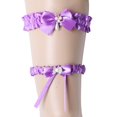 thumbnail image 2 of 2 Unids Wedding Bride Keepsake Ligueros Púrpura Bowknot Perla Nupcial Crystal Garter Belt Toss Set 1 Para Mantener 1 Para arrojar Yotijar Liga de satén de la boda, 2 of 8