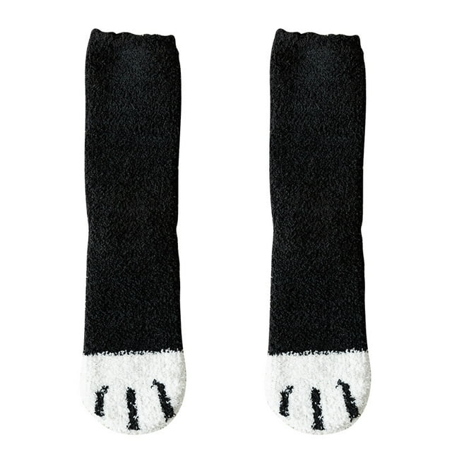 Chaussettes d'Hiver pour Femmes Moelleuses et Chaudes, Mignonnes avec Imprimé Pattes de Chat