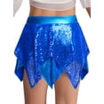 thumbnail image 7 of YiZYiF 2Pcs Girls Metallic Shiny Sequin Crop Top with Skirt for Jazz Latin Ballroom Dance Outfit Set Blue 6, 7 of 7