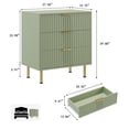 thumbnail image 4 of Table de Nuit à 3 Tiroirs Commode Cannelée avec Grands Tiroirs et Pieds Dorés Robustes, Commode pour Chambre, Salon, Vert, 4 of 8