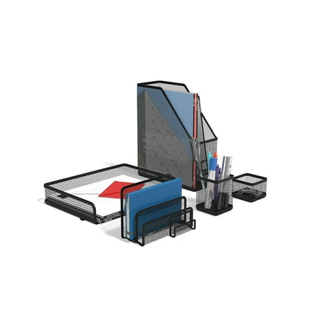 UPC: 0718103359313 | TRU RED 5 Piece Wire Mesh Organizer Set Matte Black TR57540-CC