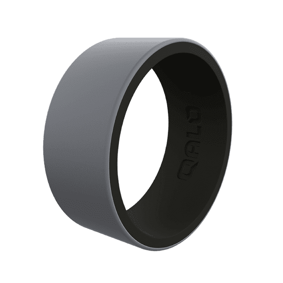 QALO Mens Grey/Black Blank Strata Ring – Durable Wedding Bands with Flexible Comfortable Fit – Skin-Friendly and Lightweight Design – Size 12