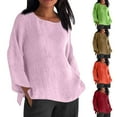 thumbnail image 1 of Top corto,Camisa de manga larga con cuello redondo para mujer, blusa informal suave y transpirable, corte holgado, cuello redondo para uso diario, sopatenor, 1 of 8