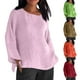 thumbnail image 1 of Talla grande Tops de tallas grandes,Camisa de manga larga con cuello redondo para mujer, blusa informal suave y transpirable, corte holgado, cuello redondo para uso diario, sopatenor, 1 of 8