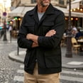 thumbnail image 4 of FRSASU Men's Lightweight Outdoor Hiking Cargo Jackets Stand Collar Outwear Button Down Motorcycle Coat with Multiple Pockets Black, 4 of 7