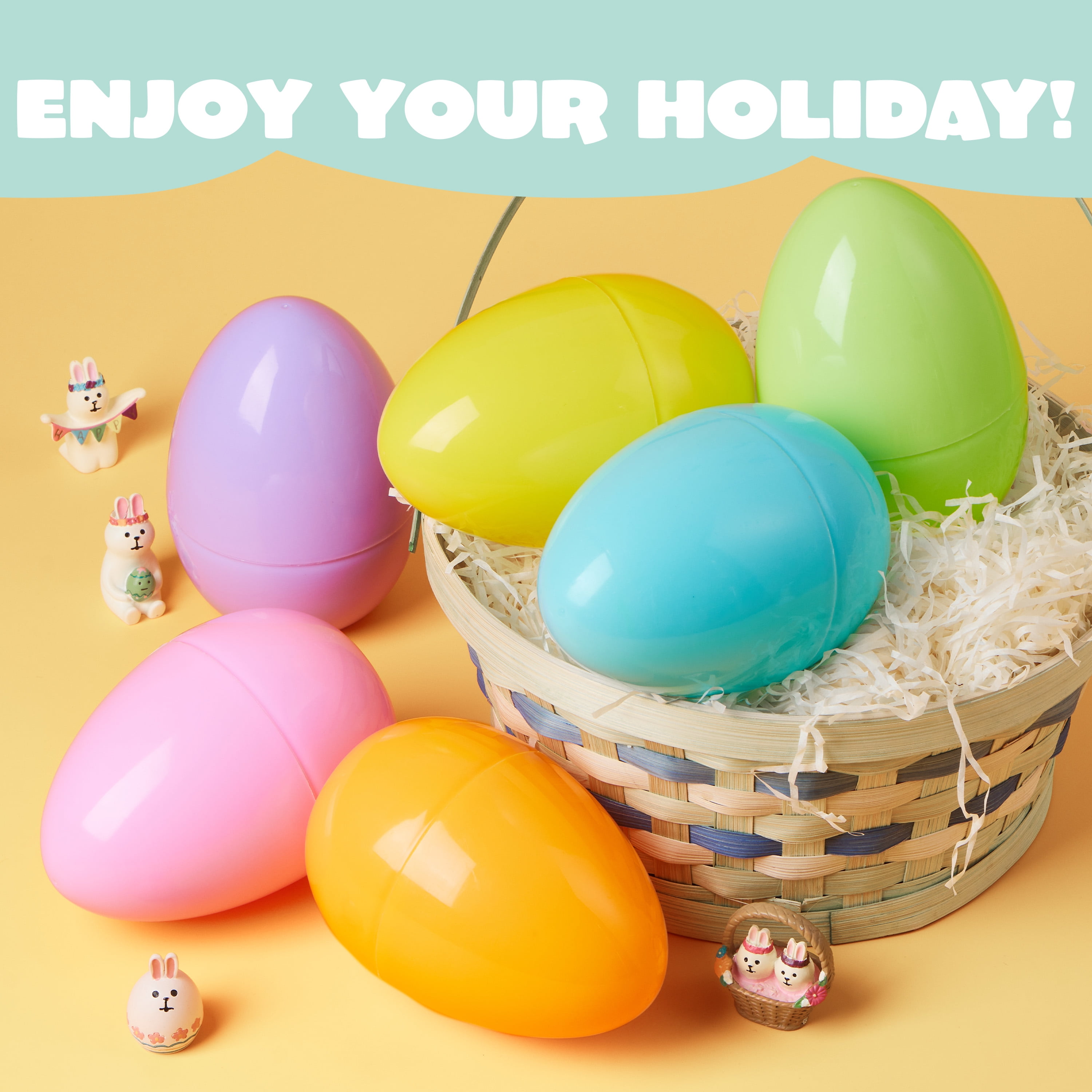 Joyfy 12 Pcs 6 inches Large Easter Eggs, Pastel Jumbo Plastic Easter Eggs, Empty Fillable for Easter Egg Hunt, Basket Stuffers Fillers, Filling Treats, Party Favor, Classroom Prize Supplies