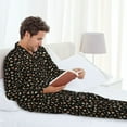 thumbnail image 6 of Sikiie Flower Pattern On Black Mens Pajama Set, Soft Warm Long Sleeve Sleepwear, Cozy Button-Down Pjs for Men-X-Large, 6 of 7