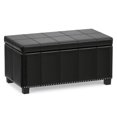 thumbnail image 2 of Simpli Home Amelia 34" Transitional Rectangle Ottoman Bench in Black Faux Leather, 2 of 14