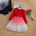 thumbnail image 2 of SBYOJLPB Robe à Manches Longues pour Enfants Col Rond Couleur Unie avec Jupe en Maille Élégante Style Princesse pour Petites Filles Robe de Soirée, 2 of 5