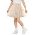 thumbnail image 3 of DJDLJWCJ Little Girls School Uniform Skirts Mesh Stretch Soft Elastic Waist Pleated Skirt A Line Summer Skirt with Lining Z Beige Size 11, 3 of 10
