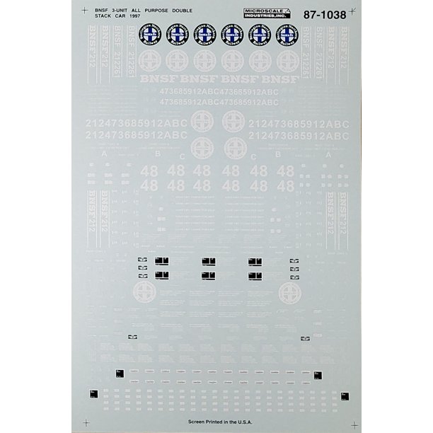 Microscale Model Railroad/Train Decals HO Scale BNSF 3Platform Double