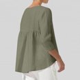 thumbnail image 4 of Mittory Women's Linen Summer Casual 3/4 Sleeve Blouse Loose Fit Crew Neck Tops, 4 of 7