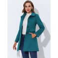 thumbnail image 2 of INSPIRE CHIC Manteau Femme Col à Revers Simple Boutonnage Mi-Long Bleu Vert G, 2 of 5