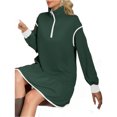 thumbnail image 5 of Long Sleeved Women Patchwork Quarter Zipper Loose Ruffle Sweatshirt Dress, 5 of 5