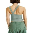 thumbnail image 2 of Women Slim Vest Solid Color Knitting Ribbed Irregular Backless Cropped Tank Tops, 2 of 7