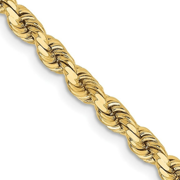 Auriga Fine Jewelry 10K Yellow Gold 3.75 mm Diamond-Cut Rope Chain Necklace for Women 18"